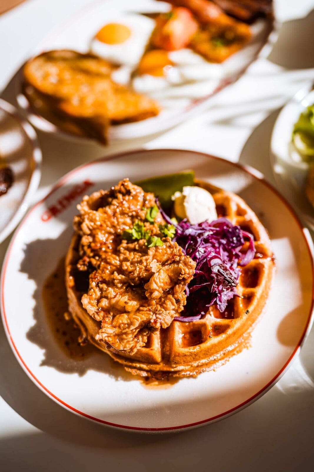 Waffel mit Fried Chicken im Gringa, Barcelona