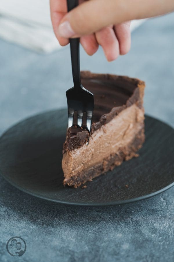 Nougat_Panna_Cotta_Torte-5 Nougat-Panna Cotta Torte Stück mit Gabel