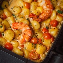 Rezept für eine Garnelen-Gnocchi-Pfanne. Schnell und easy zubereitet und sowas von lecker ..!