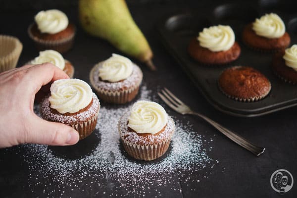 Marzipan-Birne Cupcakes